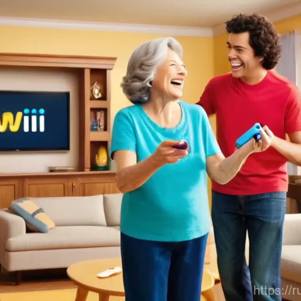 닌텐도 Wii의 혁신적 게임 플레이 - **Image Prompt 1: Multi-generational Family Playing Wii Sports** "A vibrant, warm illustration d...