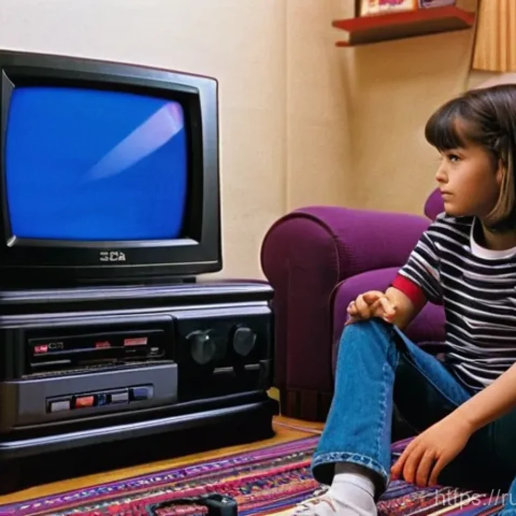 세가 제네시스와 메가드라이브 차이 - **Prompt:** A cozy, nostalgic scene in a dimly lit living room from the early 1990s. Two children, a...