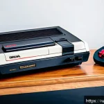 Home 18 세가 마스터 시스템 게임 히스토리 - A detailed, realistic digital illustration of the original Sega Master System Model 1 console from 1...